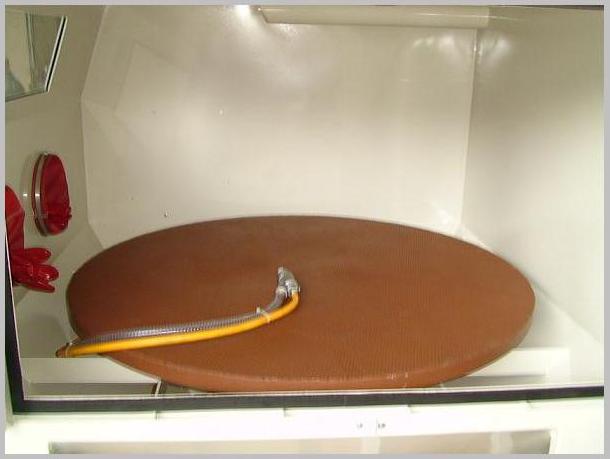 CP-T12 trolley turntable blast cabinet interior